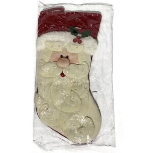 Ganz Christmas Stocking Two Dimensional Santa Clause 18 Inches Long